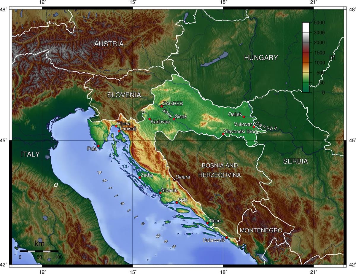 Mapa Eslovenia topografikoak