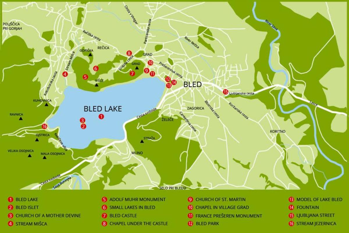 mapa Eslovenia erakutsiz lake bled