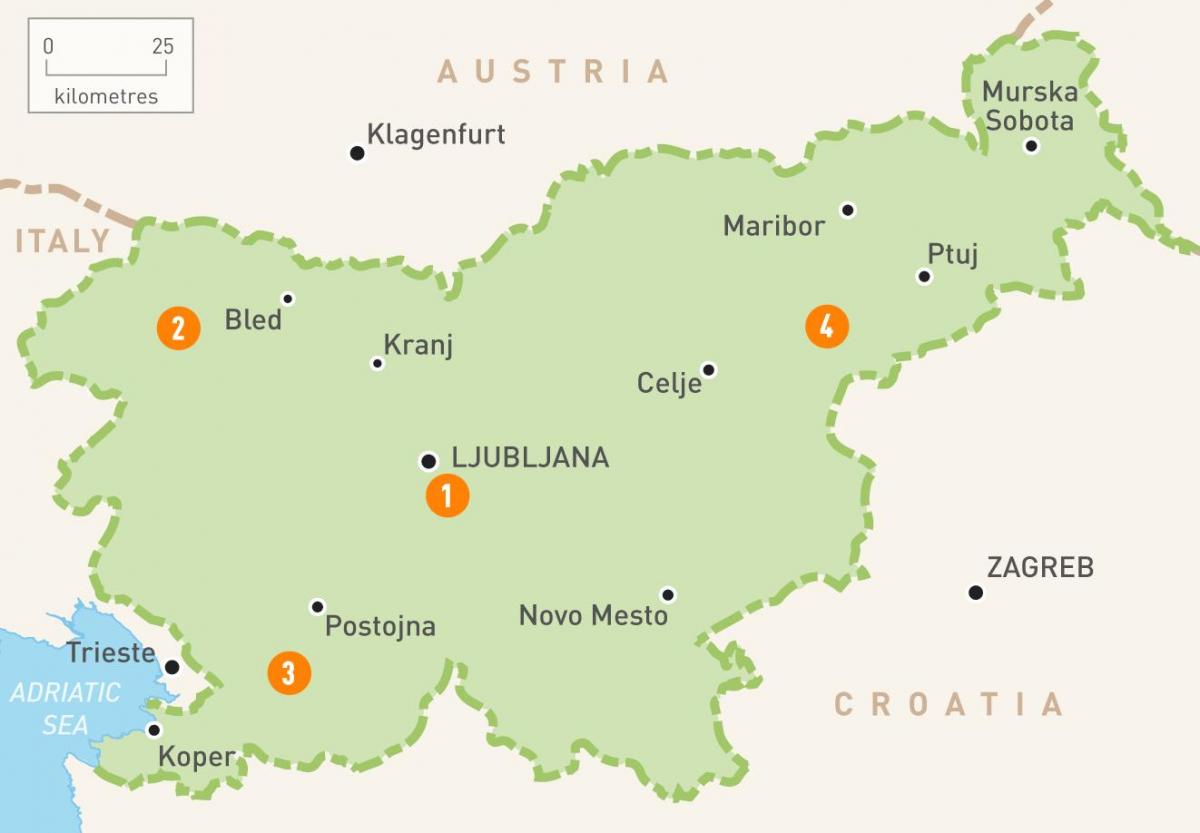 Mapa novo meston aritzeko Eslovenia