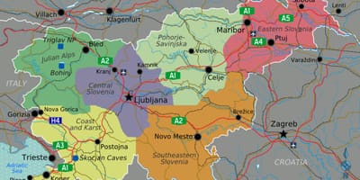 Esloveniako turismo-erakargarri mapa