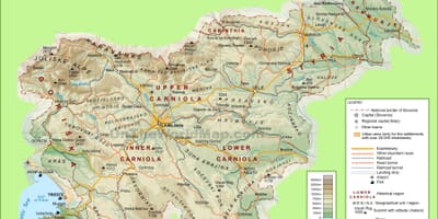 Mapa fisiko Eslovenia